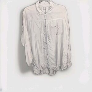 Pete & Greta Grey Shirt XS Extra Small Long Sleeve Rolled Up Button Top Cupra